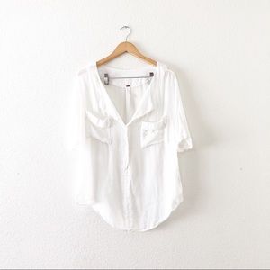Free People White Short Sleeve Top
